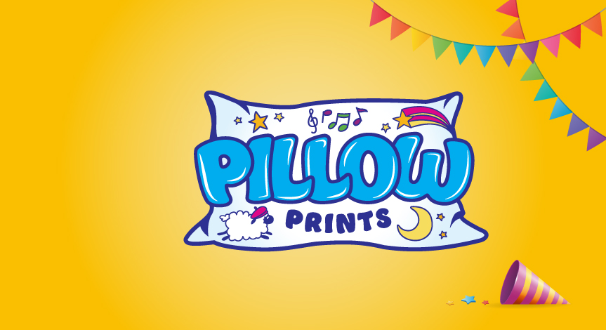 Program logo for our Pillow Prints birthday party.